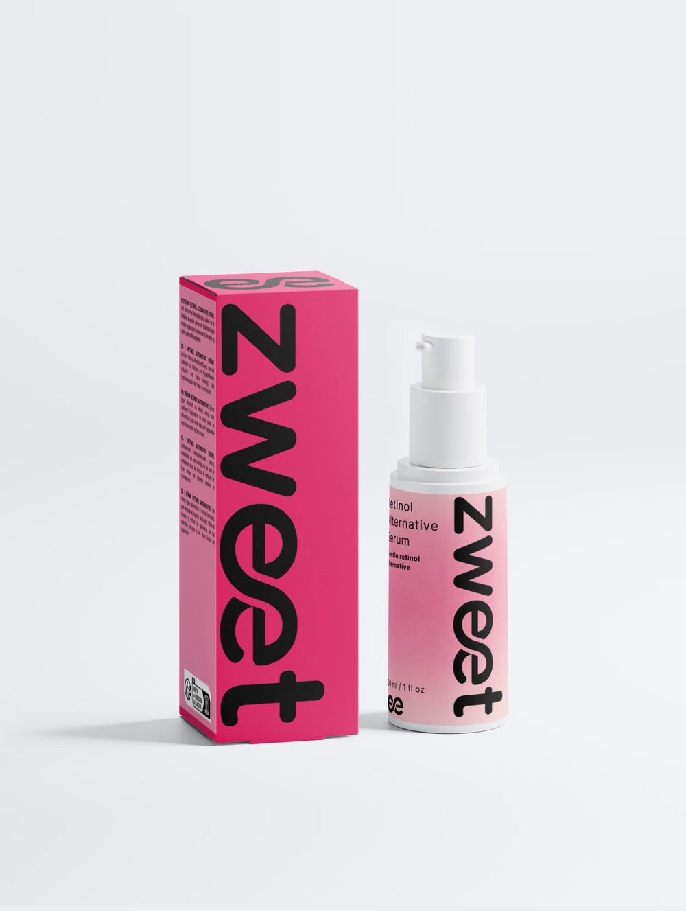Retinol Alternative Serum de Zweet Cosmetics con packaging rosa, sérum facial para el cuidado antiedad y la renovación de la piel